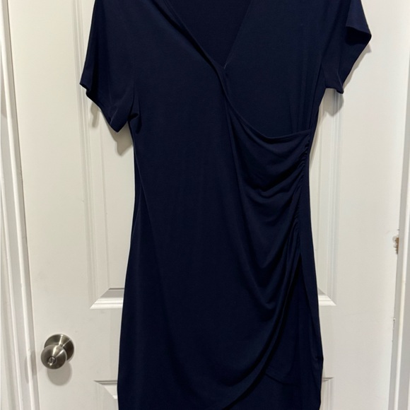 Elegant Navy Blue Draped Dress - Picture 1 of 2